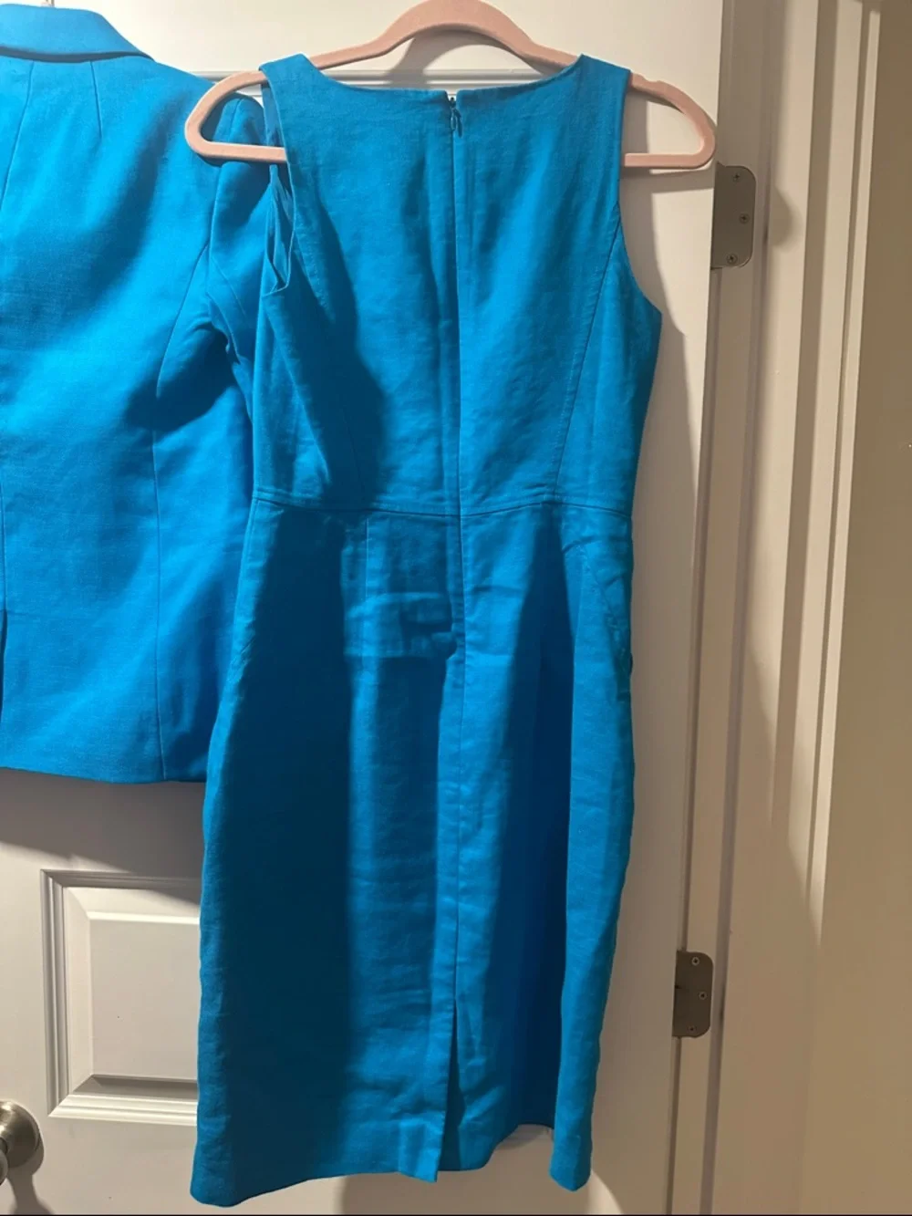 J. Crew Bright Turquoise Linen-Blend Blazer & Sheath Dress size 0 - Picture 8 of 8